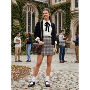 Eyeshadow‎ Womens Plaid Mini Skirt Pink Brown Black Checkered Size 10 J53793CFYB